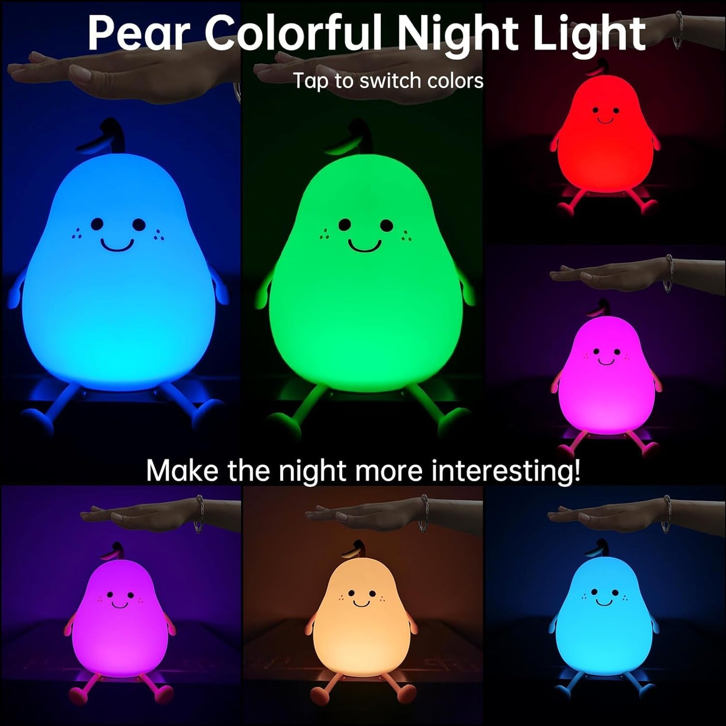 2.Pear Rechargeable Silicone Night Lamp