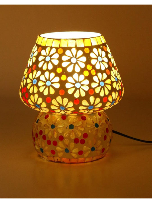 White Jasmine Mosaic Table Lamp – Art, Light, and Elegance Combined