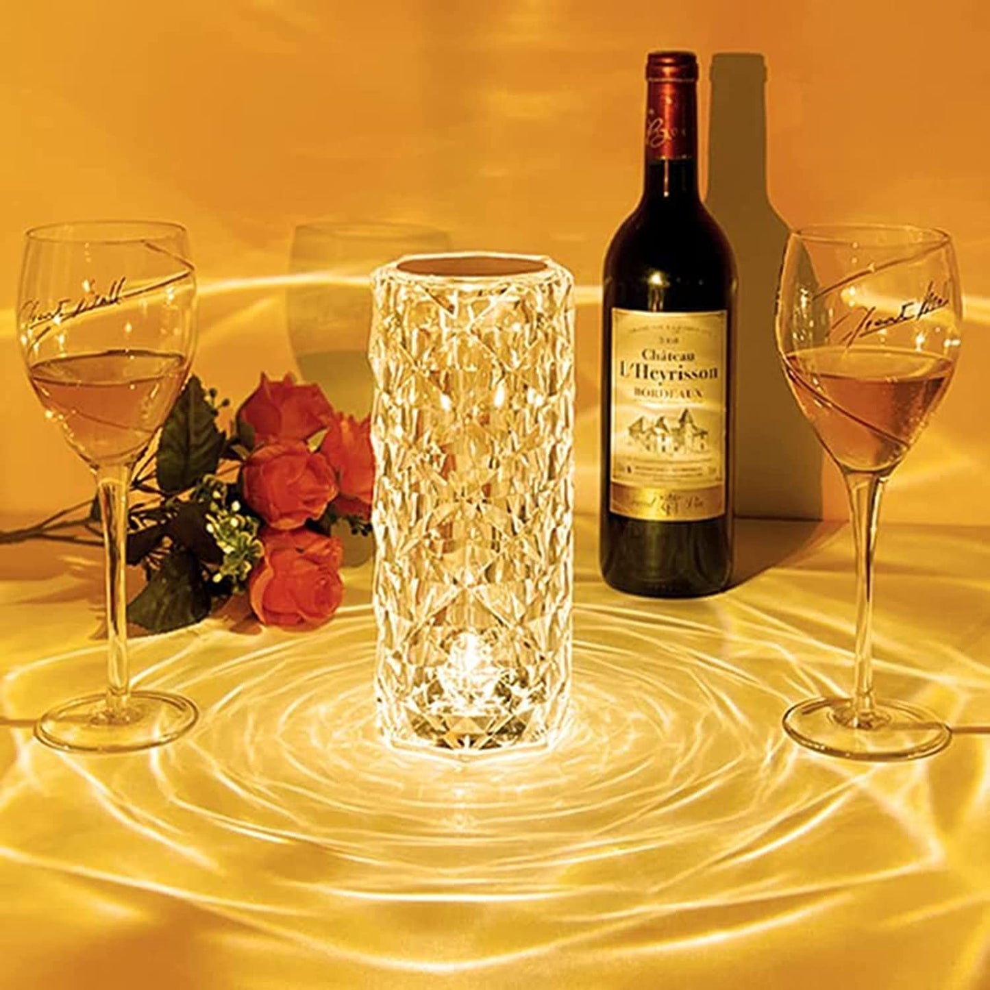Crystal Diamond 16 Color Changing Rose Table Lamp