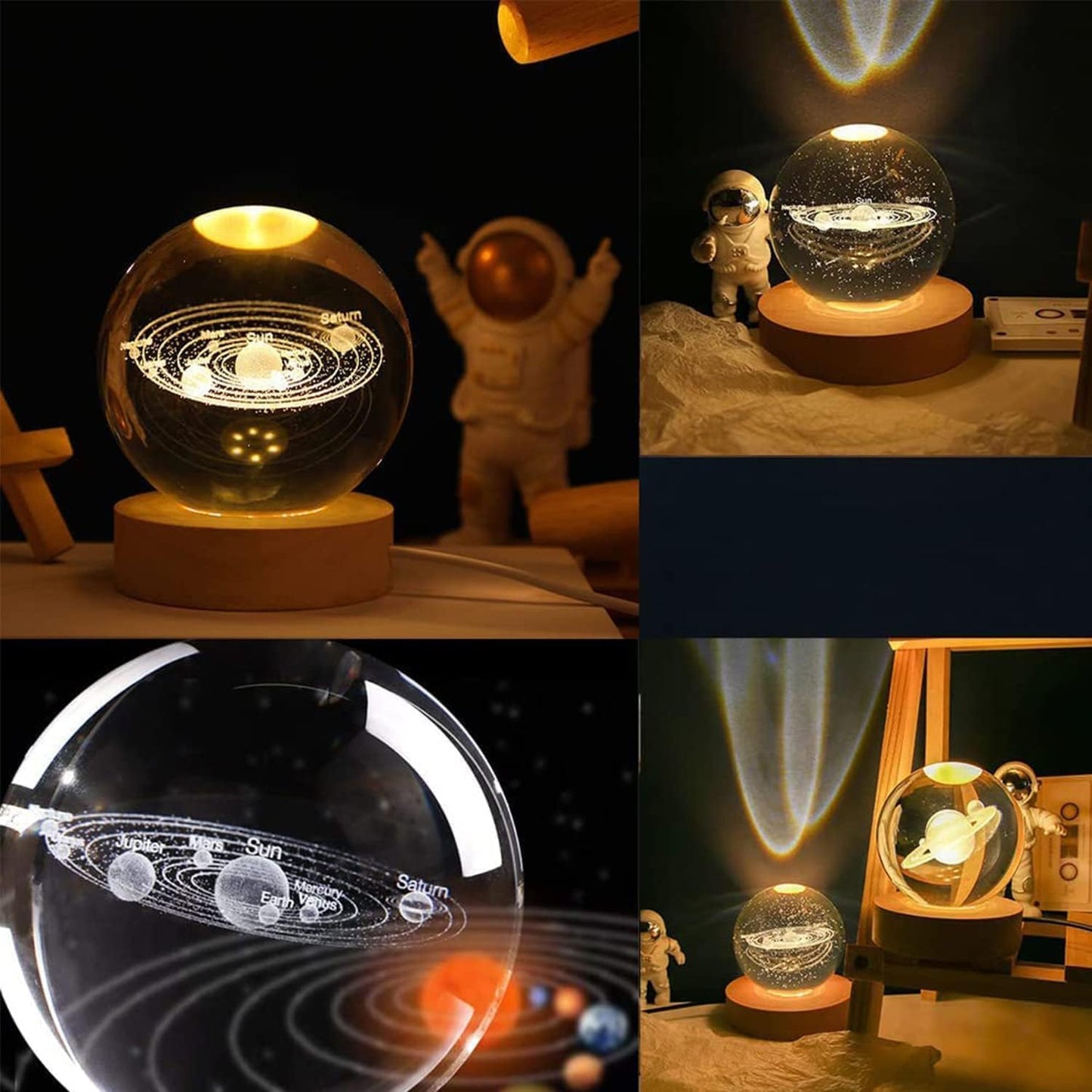 3D Galaxy Crystal Ball Night Lamp (Galaxy)(Warm White)