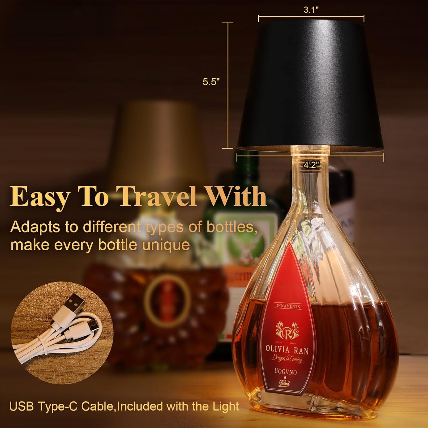 4.Bottle Lamp Shade – Turn Any Bottle Into a Beautiful Lamp (Black)