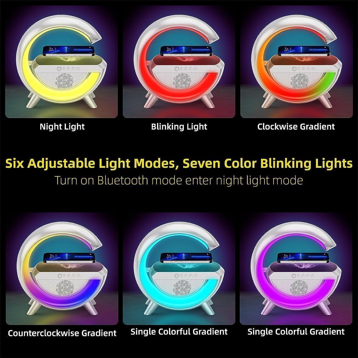 3-in-1 Night Light Bluetooth Speaker with Wireless Charger β G-Shape Desk Lamp