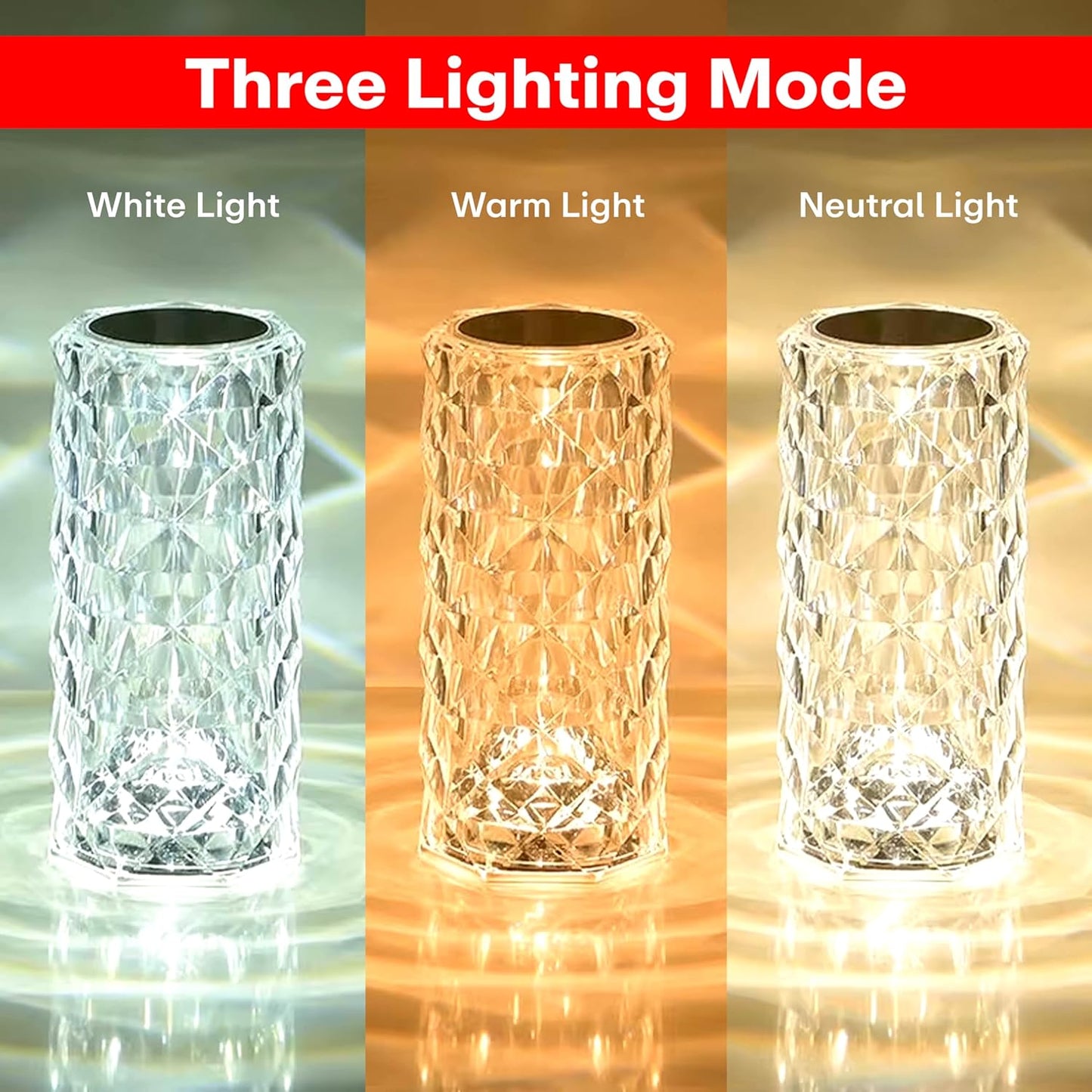Crystal Diamond 16 Color Changing Rose Table Lamp