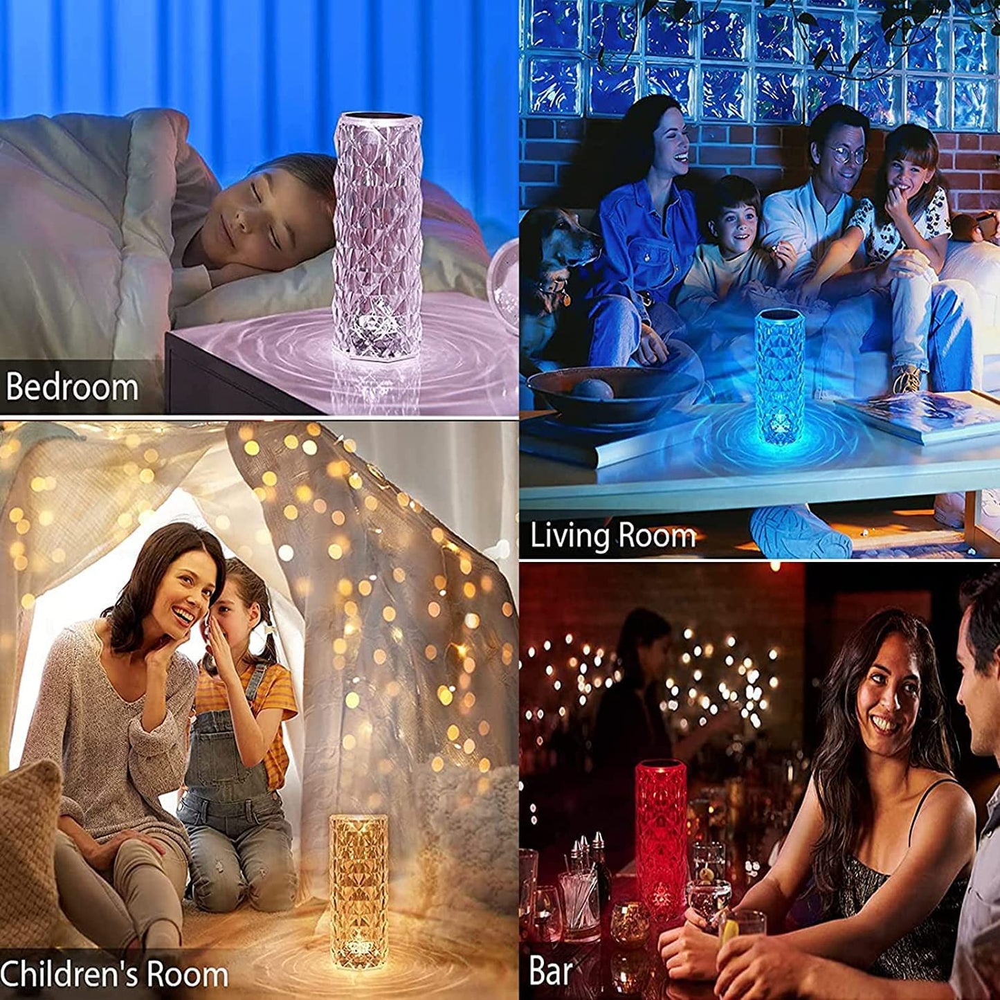 Crystal Diamond 16 Color Changing Rose Table Lamp