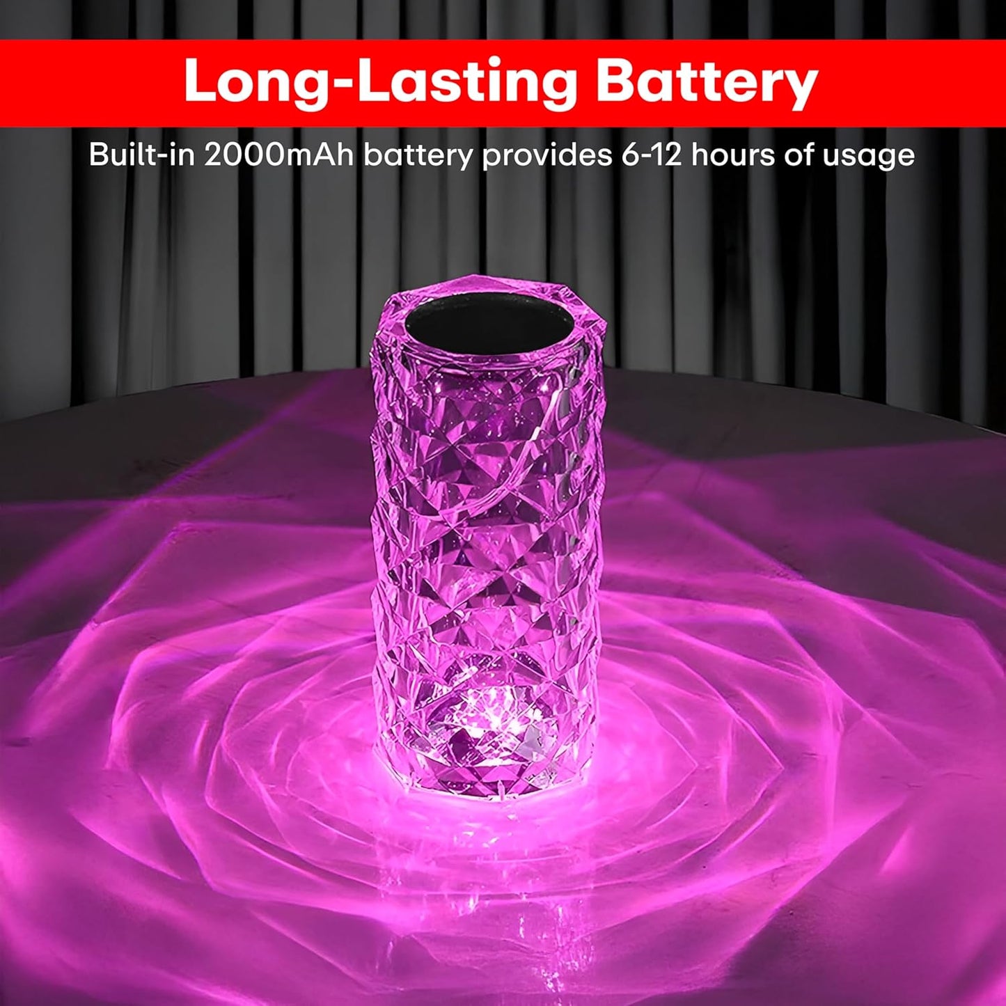 Crystal Diamond 16 Color Changing Rose Table Lamp