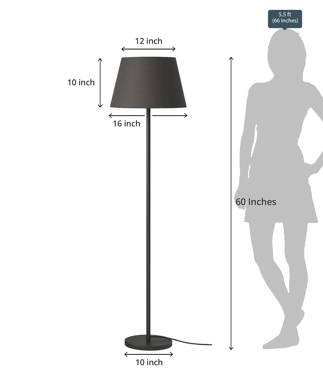 1.Modern Black Floor Lamp – 5ft Tall Elegance for Your Space