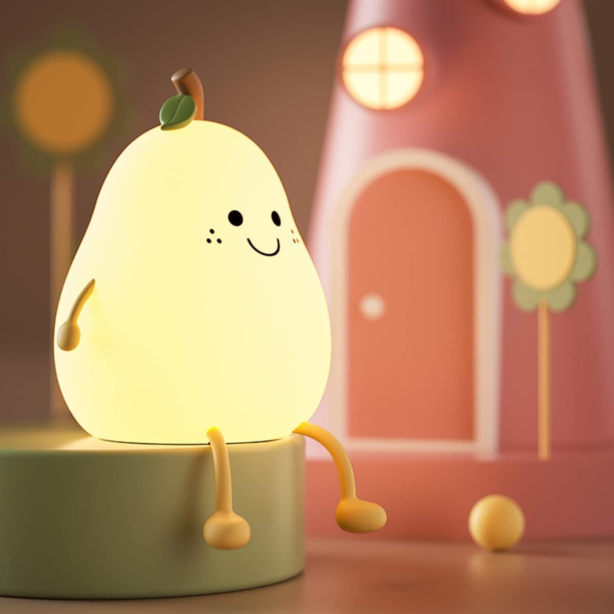 2.Pear Rechargeable Silicone Night Lamp