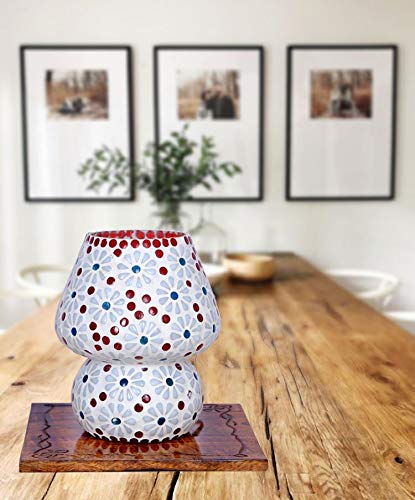 White Jasmine Mosaic Table Lamp – Art, Light, and Elegance Combined