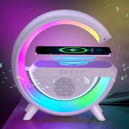 3-in-1 Night Light Bluetooth Speaker with Wireless Charger – G-Shape Desk Lamp
