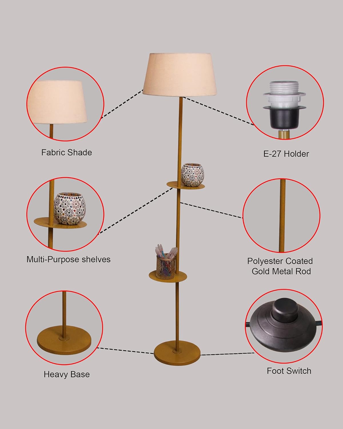 1.Contemporary Duo-Shelf Metal Floor Lamp – Style Meets Function