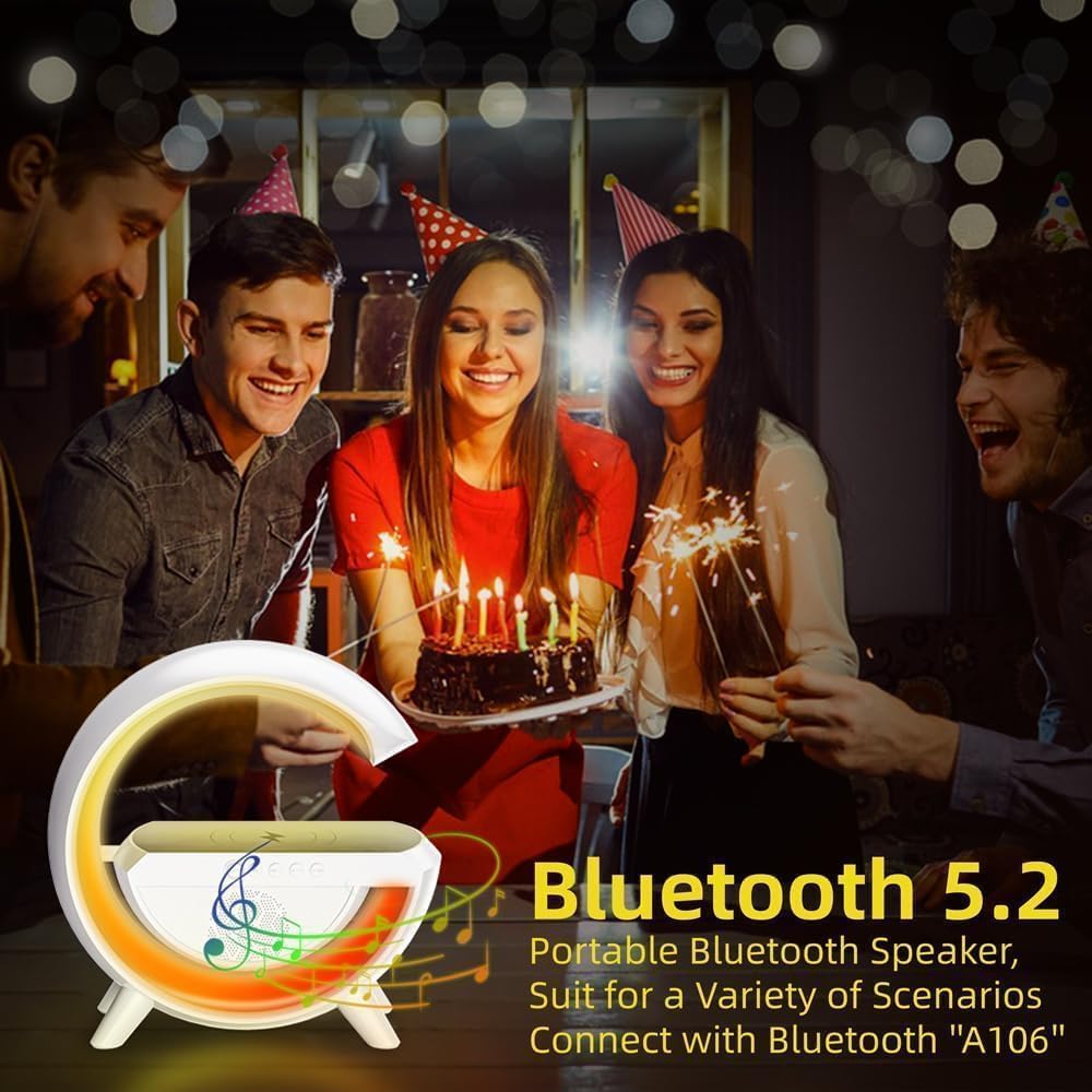 3-in-1 Night Light Bluetooth Speaker with Wireless Charger – G-Shape Desk Lamp