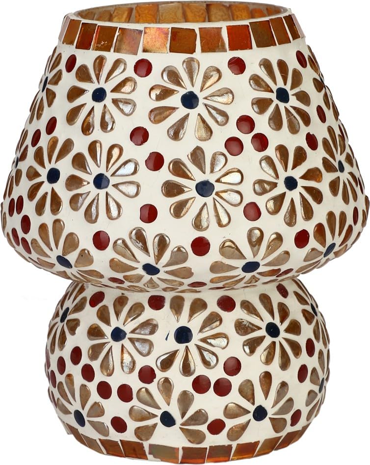 White Jasmine Mosaic Table Lamp – Art, Light, and Elegance Combined