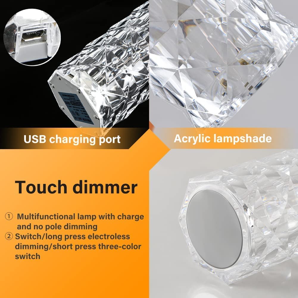 Crystal Diamond 16 Color Changing Rose Table Lamp