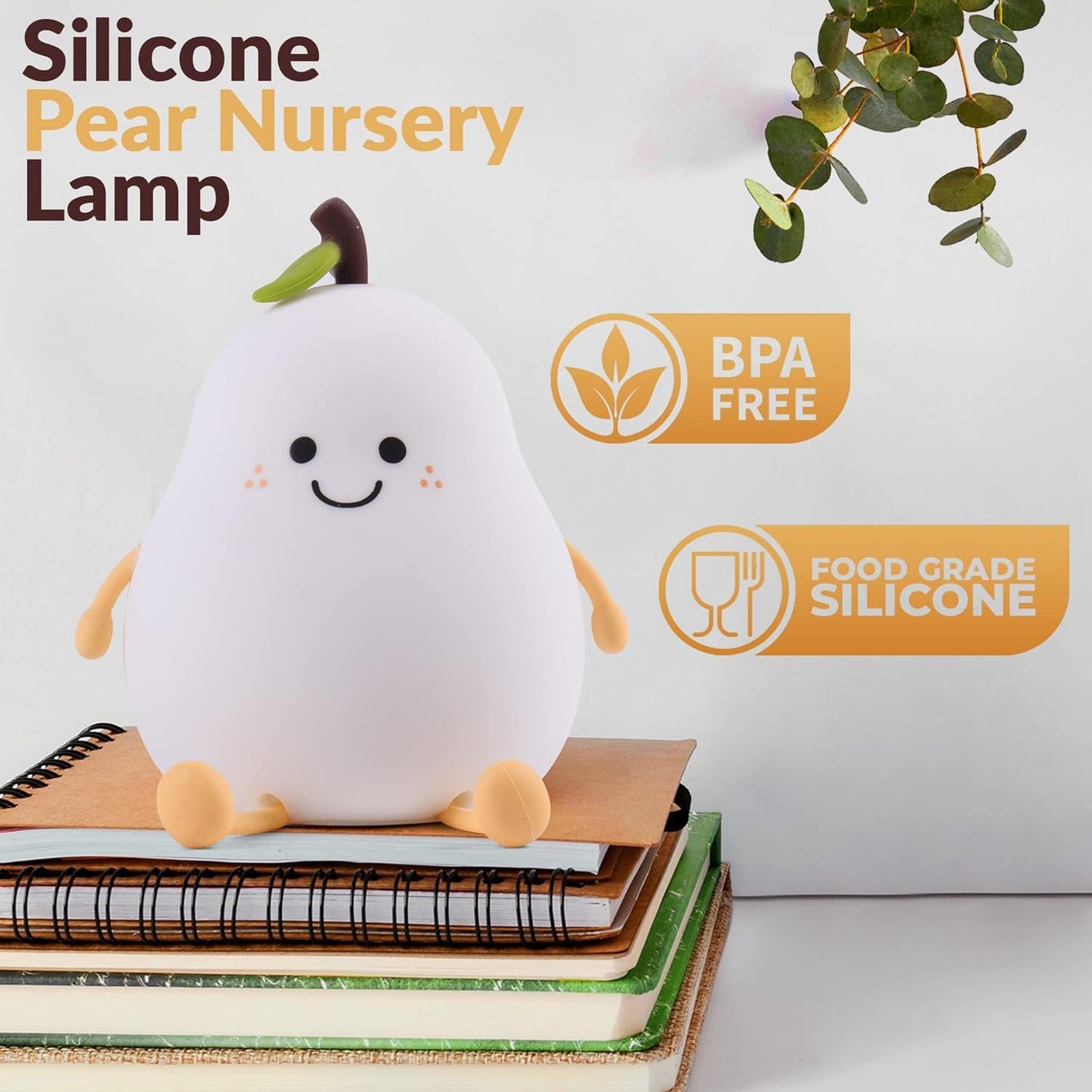 2.Pear Rechargeable Silicone Night Lamp