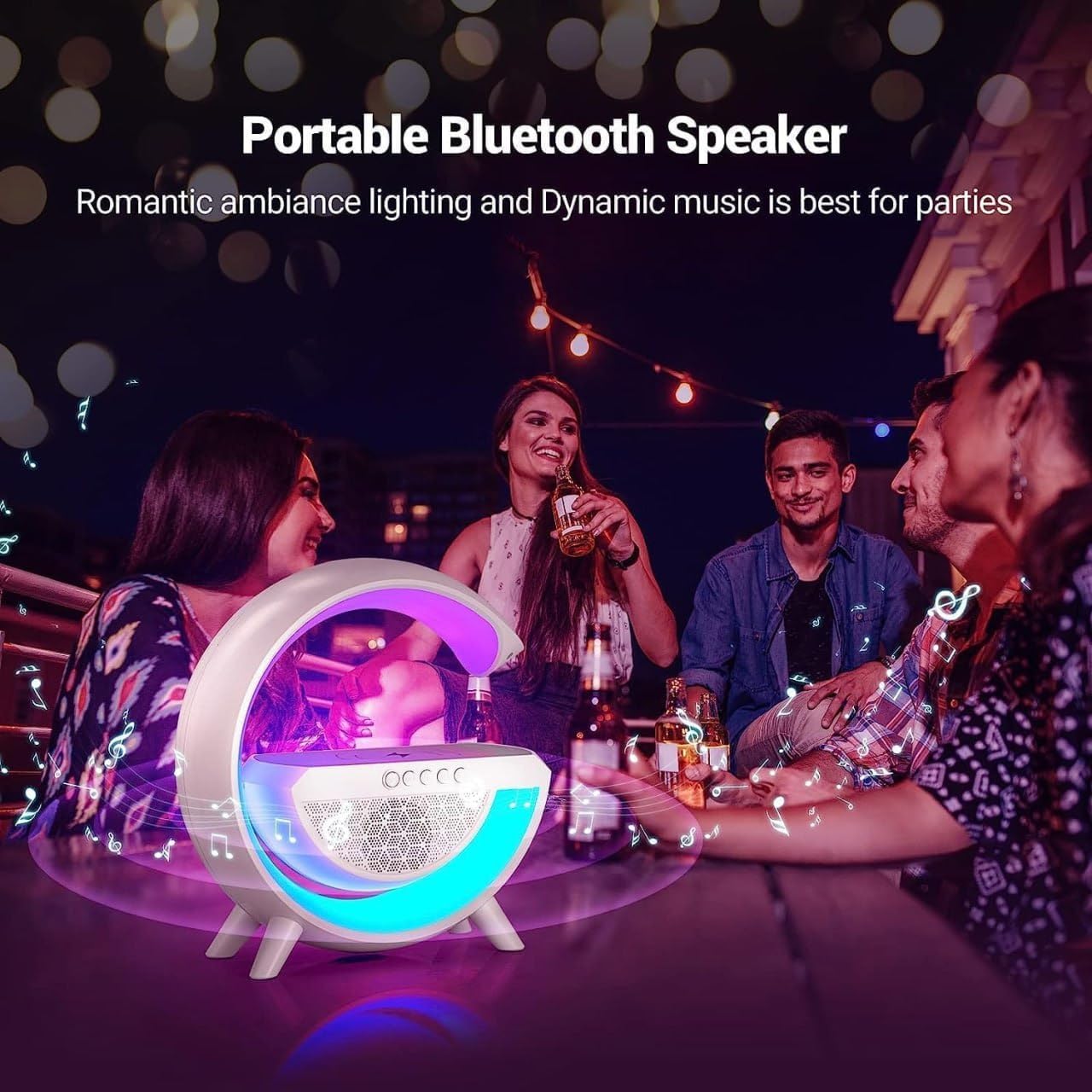 3-in-1 Night Light Bluetooth Speaker with Wireless Charger – G-Shape Desk Lamp