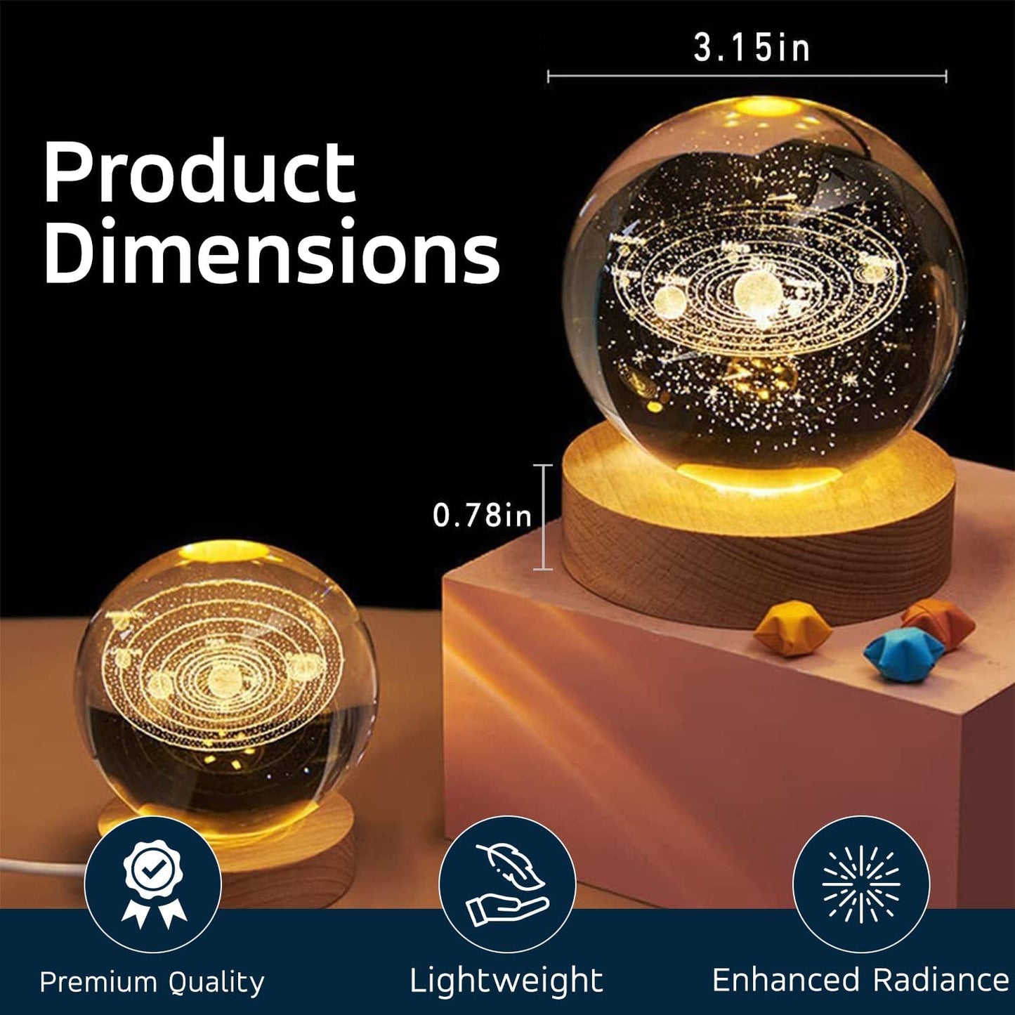 3D Galaxy Crystal Ball Night Lamp (Galaxy)(Warm White)
