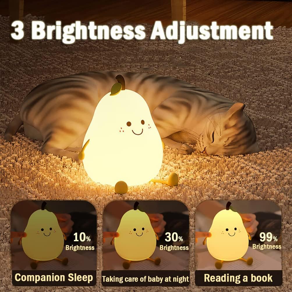 2.Pear Rechargeable Silicone Night Lamp