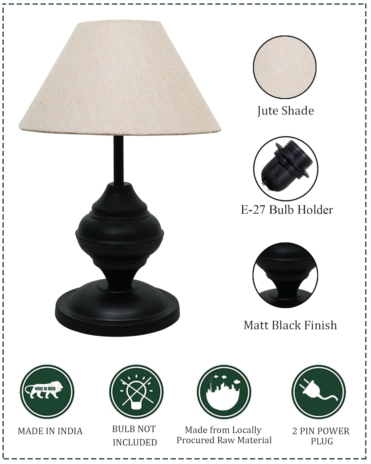2.Black Metal Table Lamp – Elegance That Lights Up Your Space