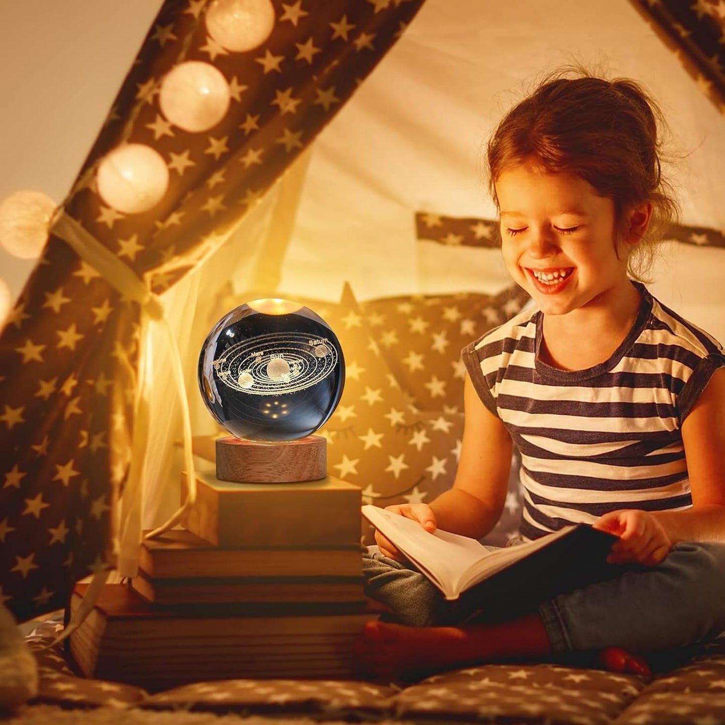 3D Galaxy Crystal Ball Night Lamp (Galaxy)(Warm White)