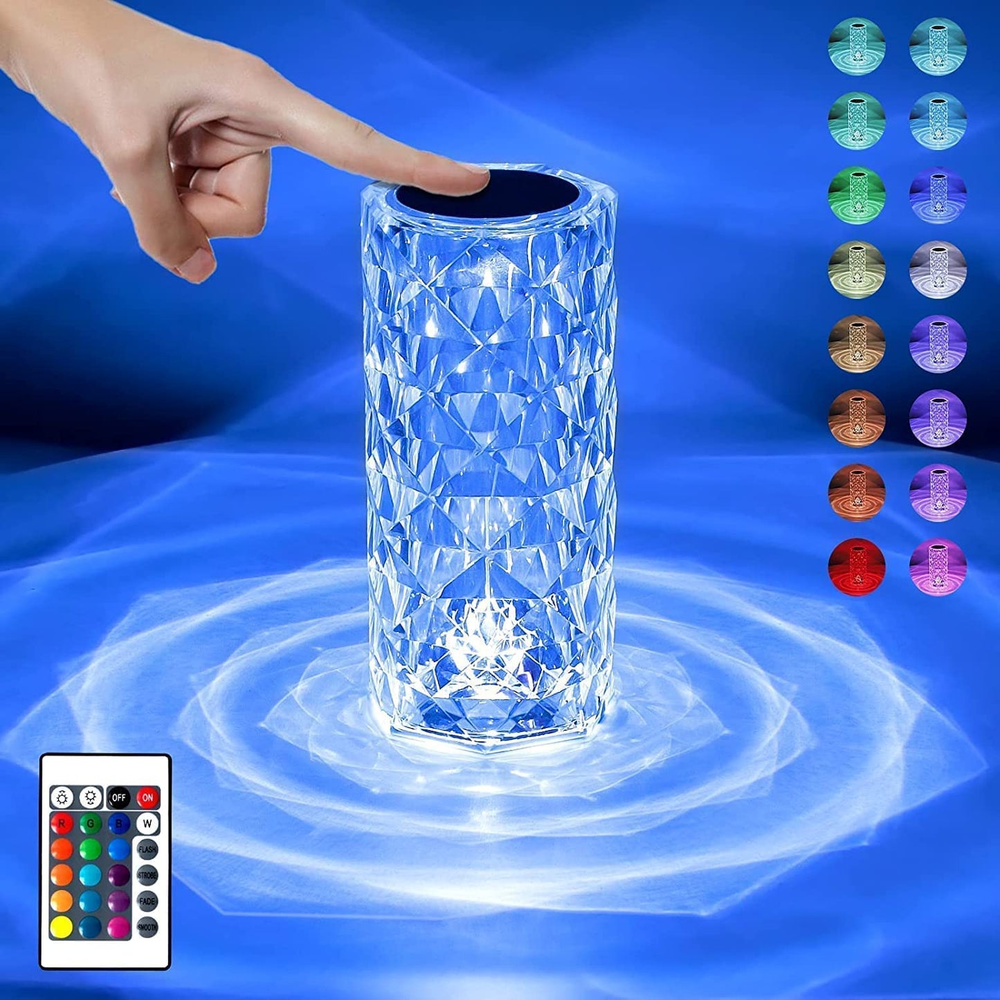 Crystal Diamond 16 Color Changing Rose Table Lamp