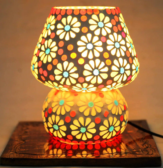 White Jasmine Mosaic Table Lamp – Art, Light, and Elegance Combined