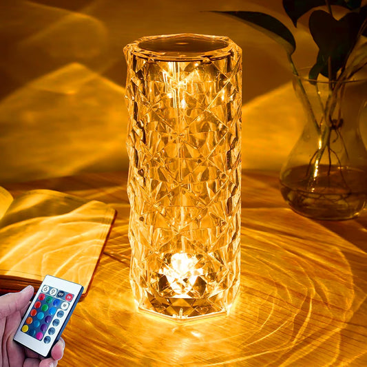 Crystal Diamond 16 Color Changing Rose Table Lamp